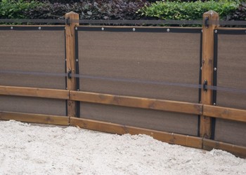 Winddoek Schaduwdoek Japans Bruin 285 gr/m2 afgewerkt met zwarte PP band