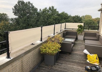 Winddoek neutral sand met beige band shadow comfort De Verbouwerij 