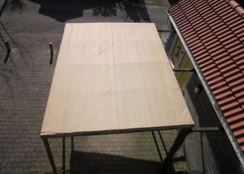 Schaduwdoek zandkleur 285 gr/m2 op maat gemaakt