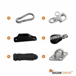 Bevestigingsset schaduwdoek Shadow Comfort vierkant katrolsysteem
