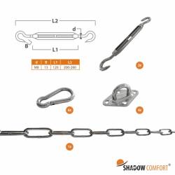 RVS bevestigingsset schaduwdoek Shadow Comfort vierkant M8